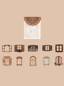 10 hojas/paquete con abertura vidrio de colores ventana diseño collage Tarjeta Pegatinas para álbumes de recortes , diario , Decoración de bricolaje