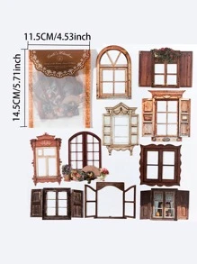 10 hojas/paquete con abertura vidrio de colores ventana diseño collage Tarjeta Pegatinas para álbumes de recortes , diario , Decoración de bricolaje