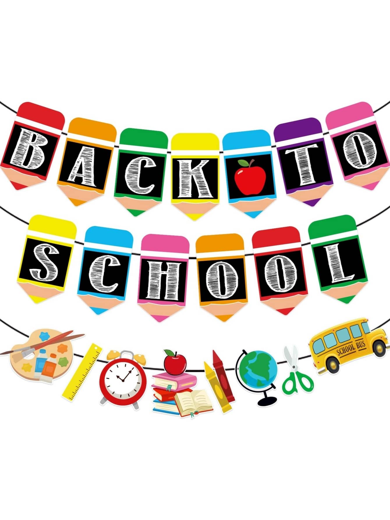 1 pieza papel bienvenido Banner con con estampado de dibujos animados para escuela trasero a escuela ceremonia Decoración - Multicolor - Ver 1