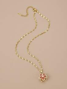 1 件不锈钢 5 瓣旋转花项链，适合女性日常佩戴，女士金色项链，高品质 18K 金项链，女士珠宝项链，万圣节礼物，圣诞节礼物，女士配饰 - 彩色 - 查看 3