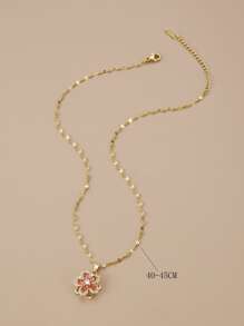 1 件不锈钢 5 瓣旋转花项链，适合女性日常佩戴，女士金色项链，高品质 18K 金项链，女士珠宝项链，万圣节礼物，圣诞节礼物，女士配饰 - 彩色 - 查看 4