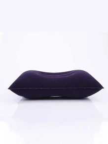 1pc High-grade Pvc Velvet Inflatable Travel Pillow For Nap, Portable, Outdoor Use - Navy Blue - View 2