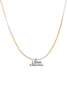 Chicas 1 pieza Collar gargantilla 1.5mm grueso minimalista girante trigo cuerda con cadena tres color rosa dorado chapado unicolor plata de ley 925 con cadena para mujeres 45cm 18 pulgadas - 45 cm 18 pulgadas - Ver 3