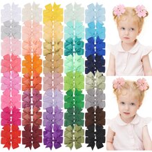 bilicaca 40pcs Random Color Candy-Colored Bowknot Hair Clips For Children, Holidays, Girls, Ponytail, Side Clips, Baby Hair Accessories - Multicolor - View 1