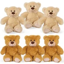 Benben泰迪熊填充動物,6入組,泰迪熊批發,10英寸小熊毛絨玩具,適用於兒童,男孩,女孩生日禮物,baby Shower裝飾,聖誕節禮物,感恩節,復活節和情人節 - 棕色 - 查看 1