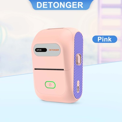  DETONGER DP26 粉色隨身標籤機，可無線使用，適用於家庭商業多功能迷你手持條形碼價格自黏熱敏標籤紙智能打印機，母親節快樂禮物