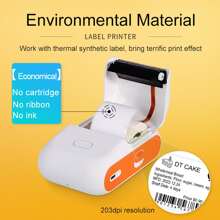 DETONGER DP26 Pink Portable Label Printer Wireless Use For Home Commercial Multifunction Mini Handheld Barcode Price Self-Adhesive Thermal Label Paper Smart Printer Happy Mother's Day Gift - Pink - View 2