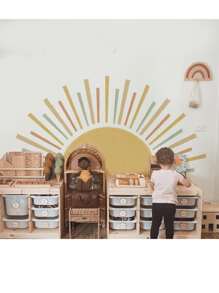 Bohemian Style Watercolor Arch Mural Wall Sticker For Bedroom, Living Room Home Decor - Khaki - View 3