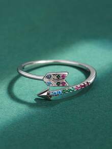 Arrow Rings 925 Sterling Silver Adjustable Finger Ring for Women Girls - Silver - View 4