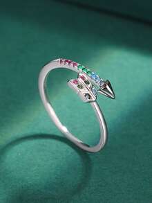 Arrow Rings 925 Sterling Silver Adjustable Finger Ring for Women Girls - Silver - View 5