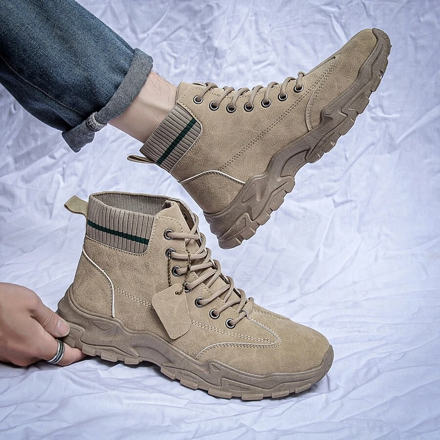 無拉鍊男士靴子 - 卡其色 - 查看 1