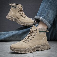 無拉鍊男士靴子 - 卡其色 - 查看 2
