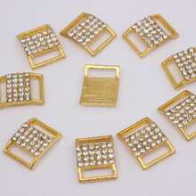 Hebilla de aleación de diamantes de imitación chapada en oro de 10 piezas para decoración de caja de cinta Diy, accesorio de ropa - Dorado - Ver 1