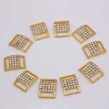 Hebilla de aleación de diamantes de imitación chapada en oro de 10 piezas para decoración de caja de cinta Diy, accesorio de ropa - Dorado - Ver 2