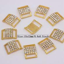 Hebilla de aleación de diamantes de imitación chapada en oro de 10 piezas para decoración de caja de cinta Diy, accesorio de ropa - Dorado - Ver 3
