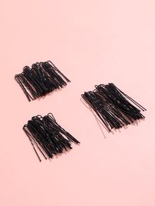 Horquillas para el pelo para mujer, paquete a granel de 100 tamaños surtidos Jumbo 3, grande 2,5, mediano/pequeño 1,75, color negro, diseño ondulado con puntas de bola, 100 unidades (paquete de 1) horquillas en forma de U para moños - Negro - Ver 7