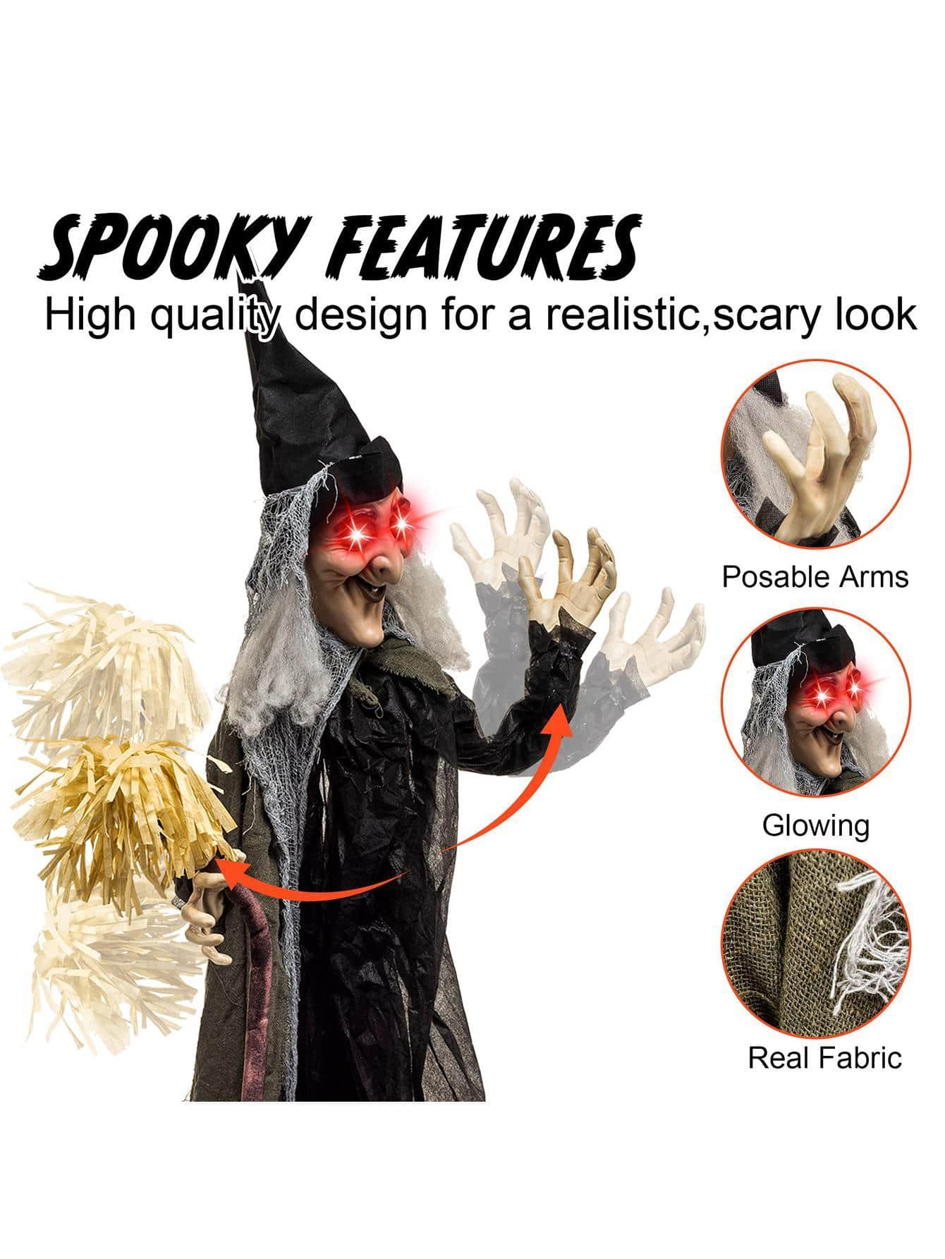 JOYIN 72" Halloween Animated Standing Talking Sorceress Decorations