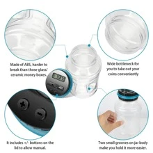 1 件數位數錢罐：800 + 硬幣容量，存錢筒由 2 顆 AAA 電池供電（不包括在內） - 黑色 - 查看 3