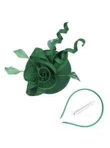 1頂女士禮帽，茶會肯塔基禮帽，圓筒帽，孔雀羽毛禮帽 - 綠色 - 查看 4