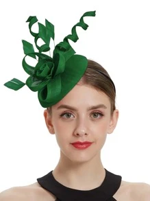 1頂女士禮帽，茶會肯塔基禮帽，圓筒帽，孔雀羽毛禮帽 - 綠色 - 查看 2