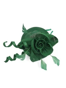 1頂女士禮帽，茶會肯塔基禮帽，圓筒帽，孔雀羽毛禮帽 - 綠色 - 查看 5