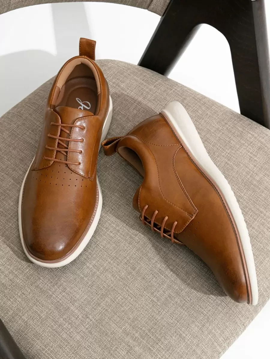 SHOESMALL Men's Vintage Multicolor Casual Comfortable Brown Dress Shoes Non-Slip Student Sneakers For Business And Walking Commute