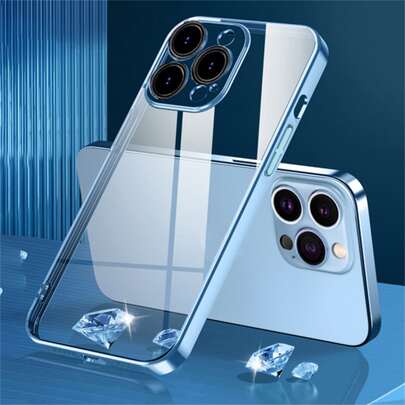 Hadaasi 1 chiếc ốp lưng điện thoại màu xanh dương chống sốc, chống bụi, mạ điện, siêu mỏng, trong suốt, bảo vệ ống kính, tương thích với Apple 17e/17pro/17promax/Apple Air/17/16pro/16promax/16plus/16/16E/15pro/15promax/15plus/15/14pro/14promax/14plus/14/13pro/13promax/13/12pro/12promax/12/11promax/11/11pro/XSmax/XR/XS