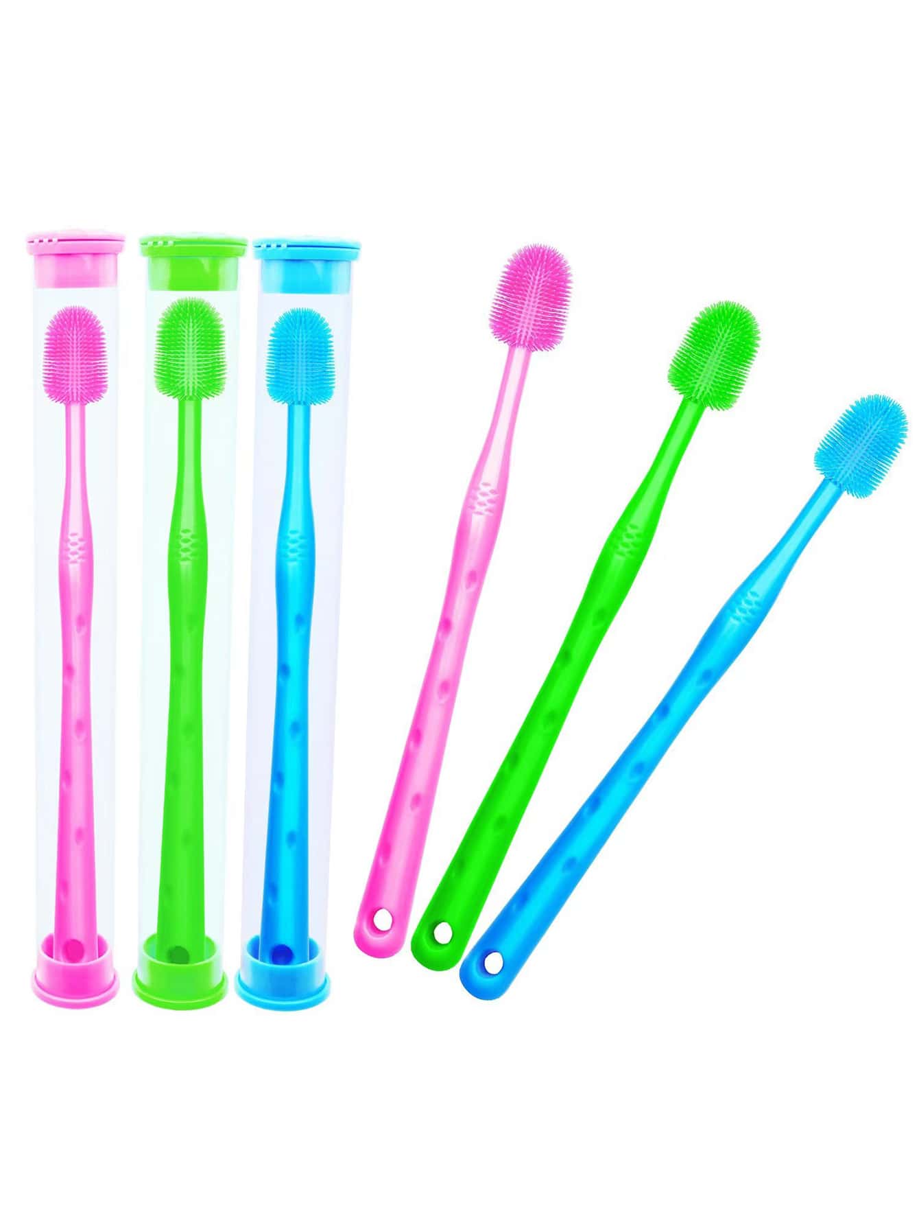 Cepillo de dientes para mascotas Set para gatos con perros con Pasta de dientes , pequeño de silicona Cepillo para limpieza dental - Multicolor - Ver 1