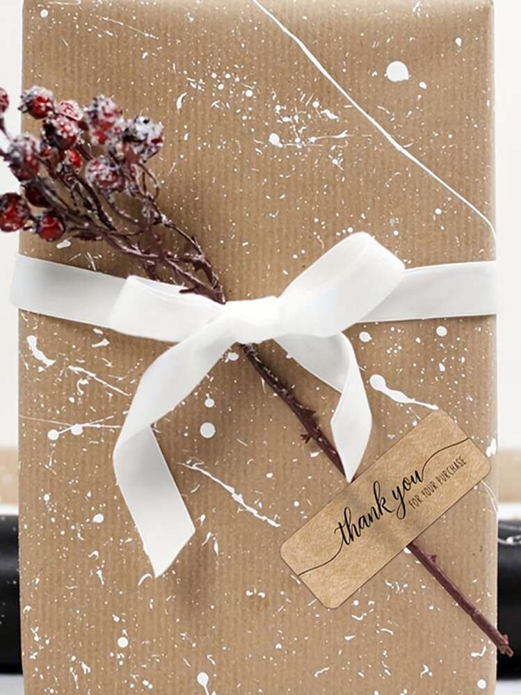 120 张/卷牛皮纸感谢贴纸标签矩形密封贴纸适用于小型企业包装礼品袋婚礼装饰返校 - 咖啡棕 - 查看 11