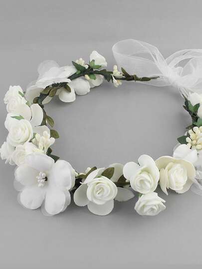 1pc Woodland Style Flower Crown Headband For Teen, Beach Vacation Headpiece