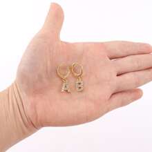 1 đôi Ban đầu Hoa tai Thời trang nữ Lát sân CZ Lá thư Hoa tai Đối với phụ nữ - Vàng - Xem 3