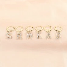 1 đôi Ban đầu Hoa tai Thời trang nữ Lát sân CZ Lá thư Hoa tai Đối với phụ nữ - Vàng - Xem 2