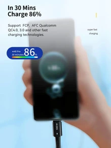 Essager USB-C 数据线 100W PD QC 4.0 3.0 USB Type-C 数据线 快速充电线 Type-C 适用于 Pro 充电线 - 黑色 - 查看 3