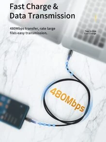 Essager USB-C 数据线 100W PD QC 4.0 3.0 USB Type-C 数据线 快速充电线 Type-C 适用于 Pro 充电线 - 黑色 - 查看 5