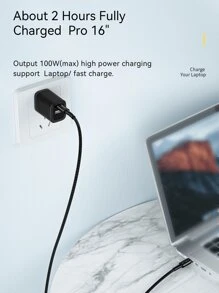 Essager USB-C 数据线 100W PD QC 4.0 3.0 USB Type-C 数据线 快速充电线 Type-C 适用于 Pro 充电线 - 黑色 - 查看 4