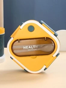 1 pieza Caja de almuerzo cuadrado con compartimentos para oficina trabajadores con estudiantes - Verde - Ver 7