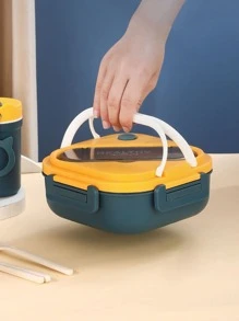 1 pieza Caja de almuerzo cuadrado con compartimentos para oficina trabajadores con estudiantes - Verde - Ver 5