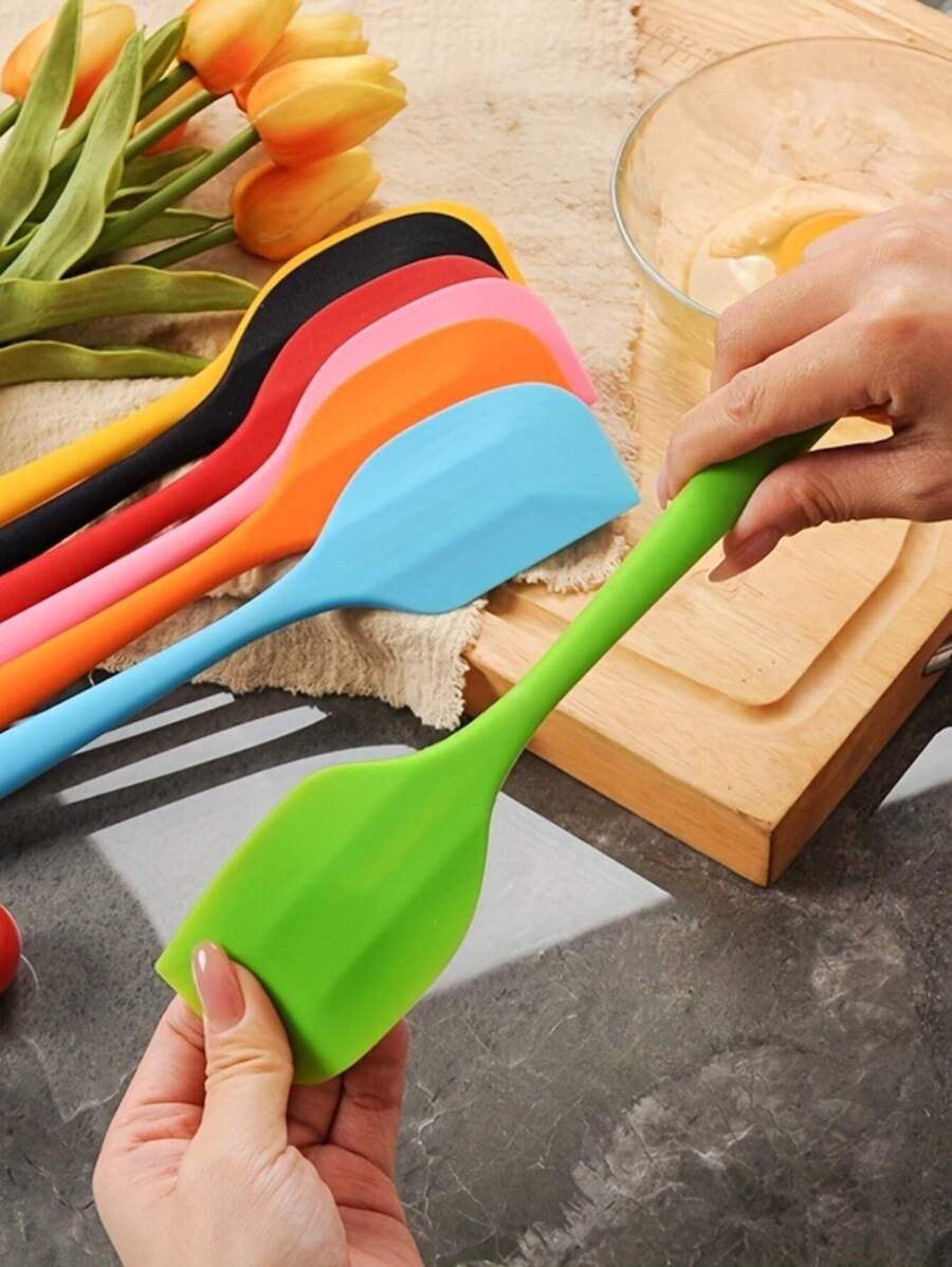 1 pieza Mini raspador de silicona de unicolor, herramienta de cocina, herramienta de hornear de color aleatorio, raspador de aguacate de unicolor multifuncional, raspador de crema para pasteles, raspador resistente al calor 230°C, raspador de mezcla - Color aleatorio - Ver 1