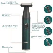 4 合 1 男士和女士電動毛髮修剪器刮鬍刀套裝,usb 充電防水刮鬍刀,適用於眉毛、鼻子、臉部、腿部、腋下、便攜式除毛器、個人護理工具 - 墨綠色 - 查看 8