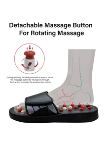 1pc Feet Massage Slippers Foot Reflexology Acupuncture Therapy Massager Walk Stone Shoes Acupuncture Cobblestone Massager - Black - View 2
