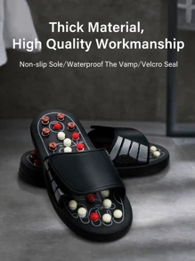 1pc Feet Massage Slippers Foot Reflexology Acupuncture Therapy Massager Walk Stone Shoes Acupuncture Cobblestone Massager - Black - View 9