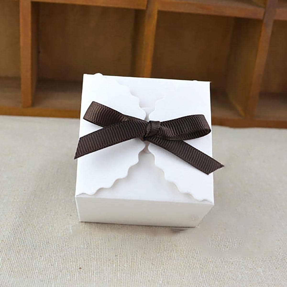 2 pezzi Scatole regalo bianco onda carta & carta kraft con con nastro per caramella , cottura