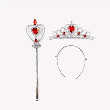 1 set rojo de plástico princesa corona & varita mágica Set para Niños jugar disfrazarse , Accesorios de pelo - Rojo - Ver 1
