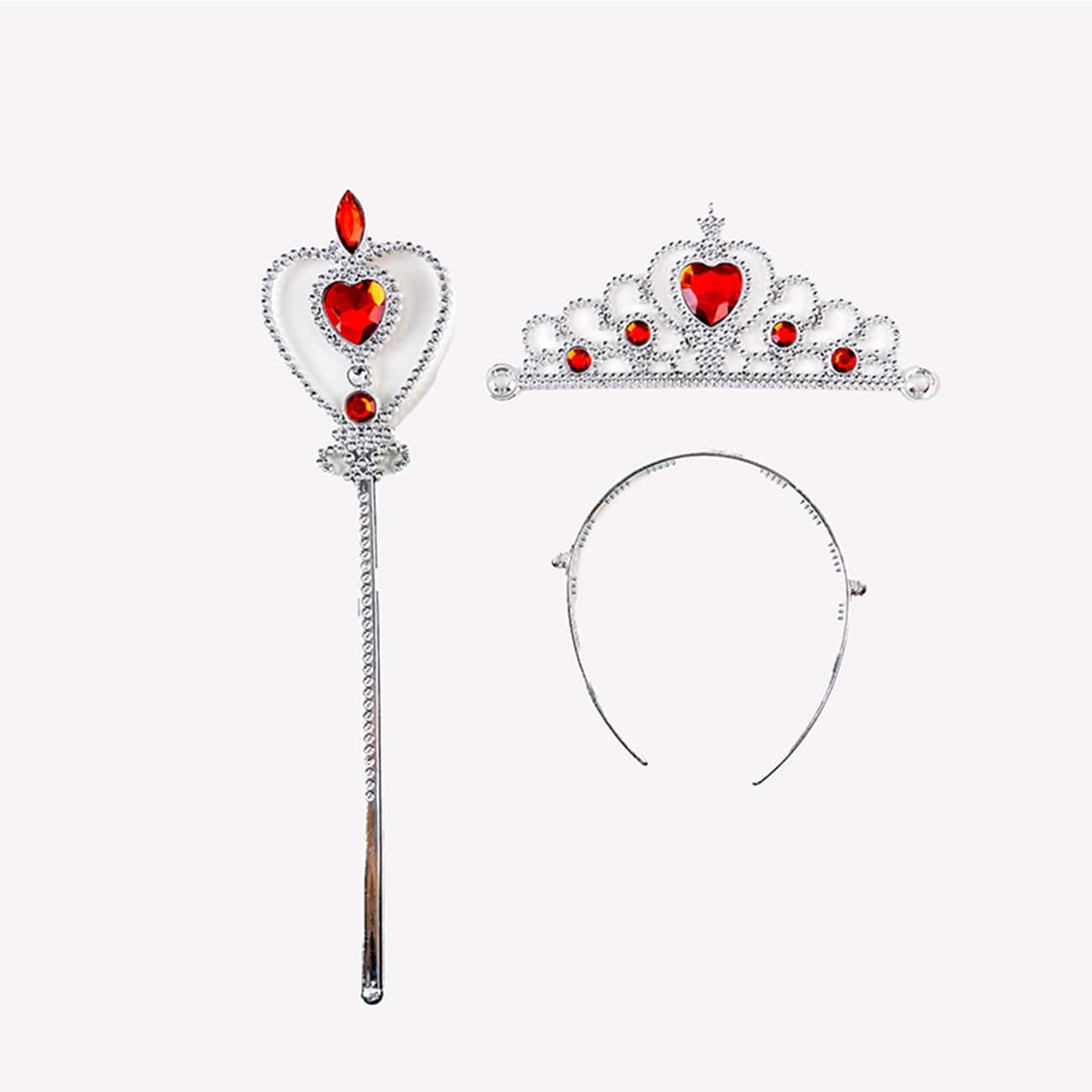 1 set rojo de plástico princesa corona & varita mágica Set para Niños jugar disfrazarse , Accesorios de pelo - Rojo - Ver 1