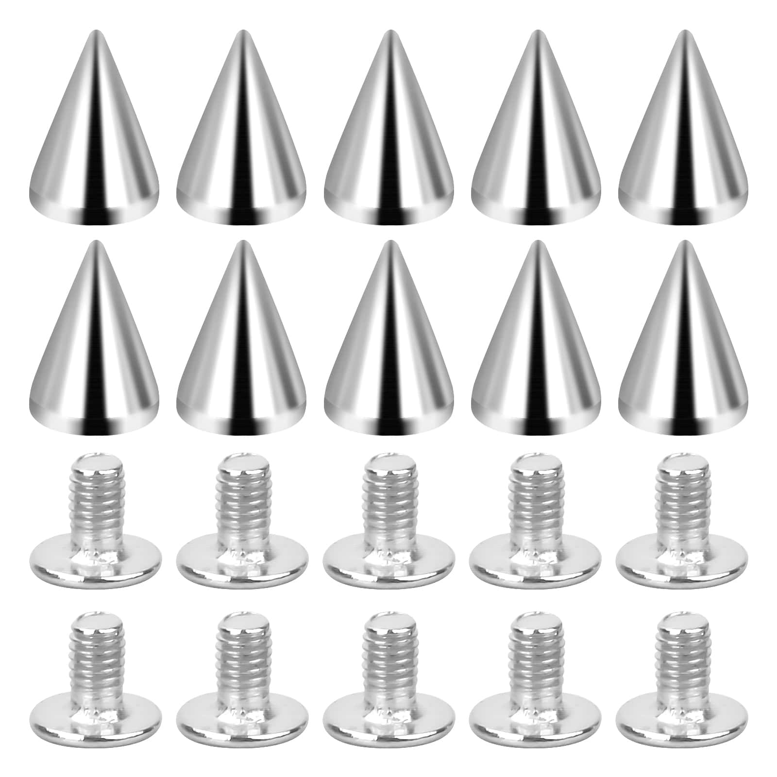 包的100龐克鉚釘,7X10cm,防銹裝飾鉚釘,服裝螺絲鉚釘,DIY鉚釘,鉚釘,金屬哥特式尖刺狀,裝飾鉚釘,尖頭鉚釘適用於包,衣服,鞋 - 銀色 - 查看 1