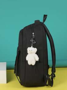 Cổ điển Cơ bản Ba lô Thích hợp Đối với Túi Trường học  , Du lịch Ba lô Với Phụ kiện - màu đen - Xem 3