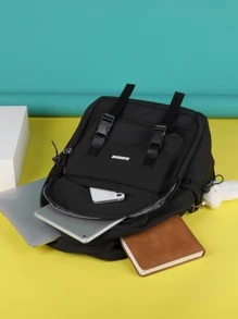 Cổ điển Cơ bản Ba lô Thích hợp Đối với Túi Trường học  , Du lịch Ba lô Với Phụ kiện - màu đen - Xem 2