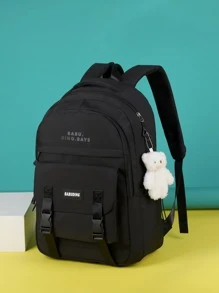Cổ điển Cơ bản Ba lô Thích hợp Đối với Túi Trường học  , Du lịch Ba lô Với Phụ kiện - màu đen - Xem 6