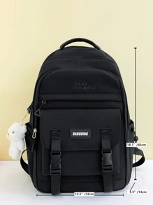 Cổ điển Cơ bản Ba lô Thích hợp Đối với Túi Trường học  , Du lịch Ba lô Với Phụ kiện - màu đen - Xem 4