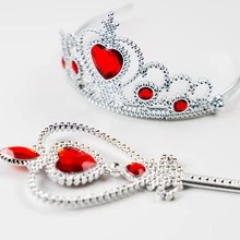 1 set rojo de plástico princesa corona & varita mágica Set para Niños jugar disfrazarse , Accesorios de pelo - Rojo - Ver 2